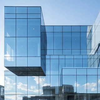 Commercial building glass facade